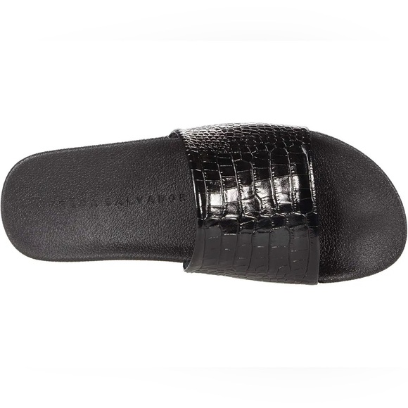 NWOT FRĒDA SALVADOR Lea Sport Slide in Black Embossed Croc - Picture 3 of 6